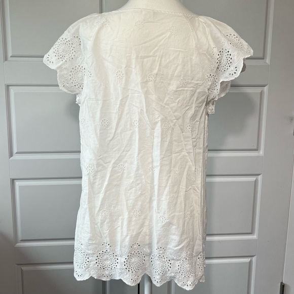 Gap Eyelet Dress White Short Sleeve Casual Summer‎ Beach Maternity Blouse XS - Picture 3 of 7